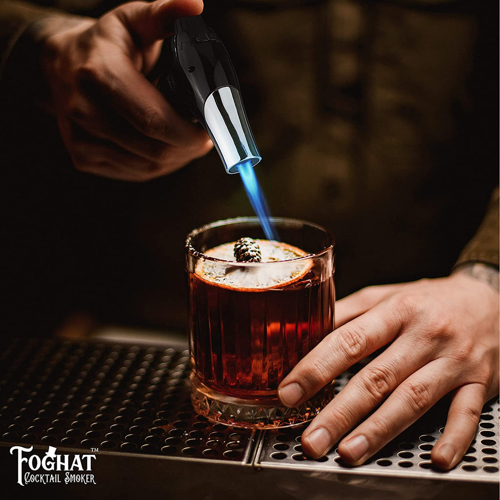 Foghat torch — lifestyle shot on a bar counter